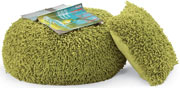 Chenille Floor Pouf and Pillow in Moss Green